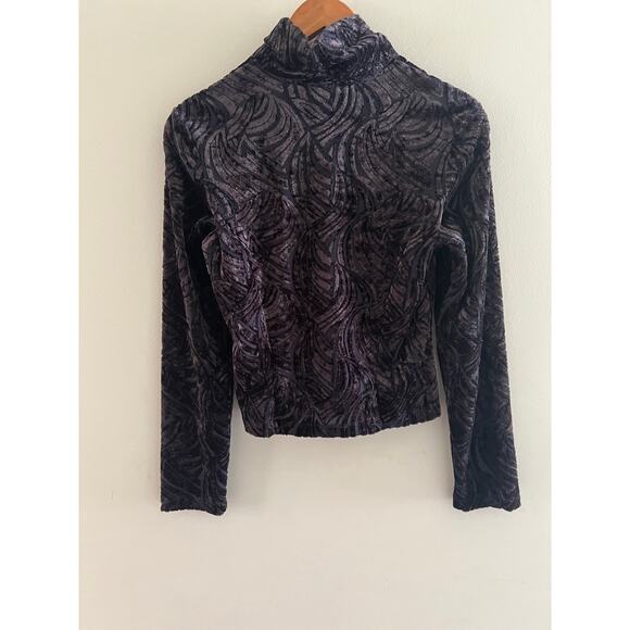 Hanky Panky Zip-up Shacket Sheer Purple Abstract Velvet Design Size Medium JL - Picture 7 of 9